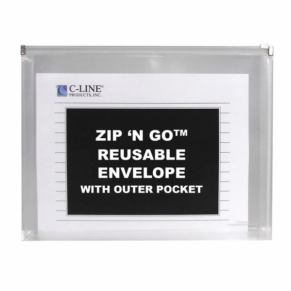 C-Line Zip 'N Go Expanding Portfolio with Outer Pocket, Letter Size, 200-Sheet Capacity, Clear, 3 per Pack (48117)