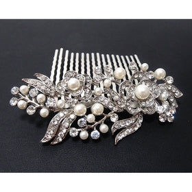 beautiful elegant wedding bridal hair comb pearl and crystal #222 by beautyxyz