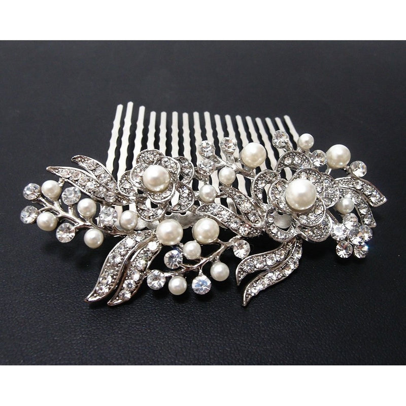 beautiful elegant wedding bridal hair comb pearl and crystal #222 by beautyxyz
