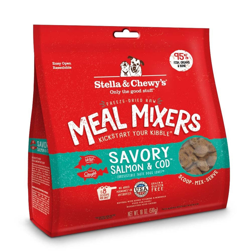 Stella & Chewy's Freeze-Dried Raw Savory Salmon & Cod Meal Mixers Grain-Free Dog Food Topper, 18 oz bag
