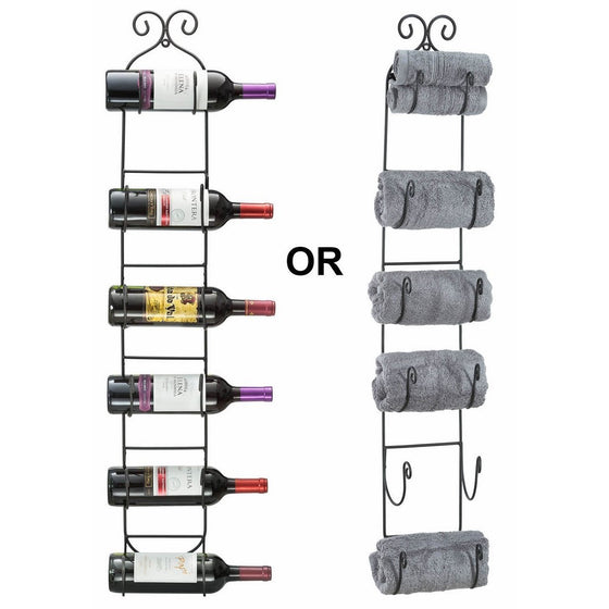 Sorbus Wall Mount Wine/Towel Rack (Holds 6 Bottles)