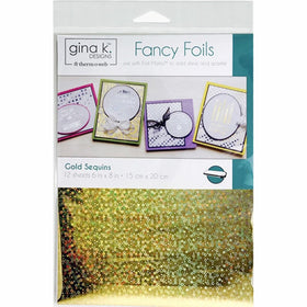 Gina K. Designs Fancy Foils 6"x8" Sheets 12 Sheets per Pack (Gold Sequins)