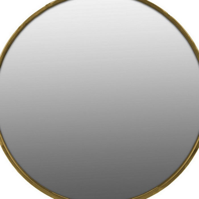 Round Wall Mirror with Metal Rim and Side Hanger, Large, Set of 2, Gold