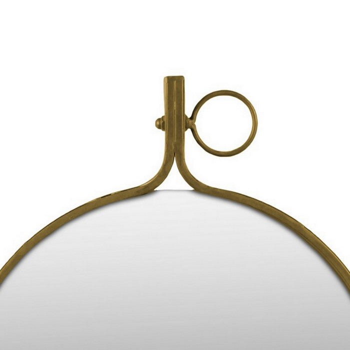Round Wall Mirror with Metal Rim and Side Hanger, Small, Set of 2, Gold