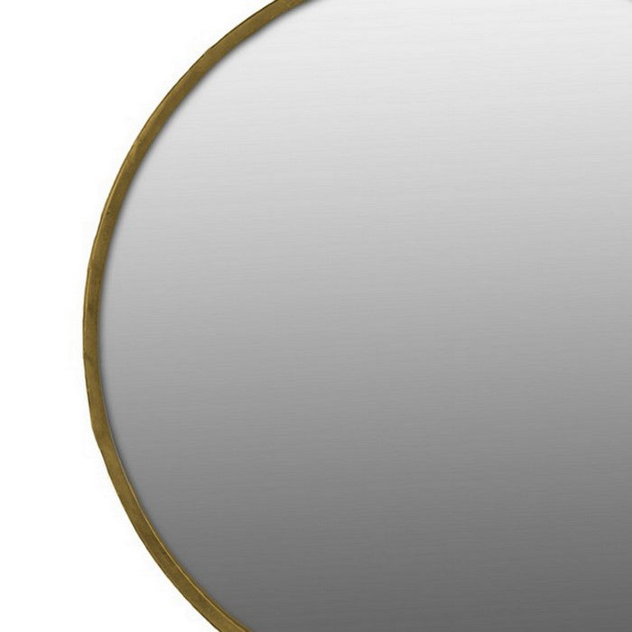 Round Wall Mirror with Metal Rim and Side Hanger, Small, Set of 2, Gold
