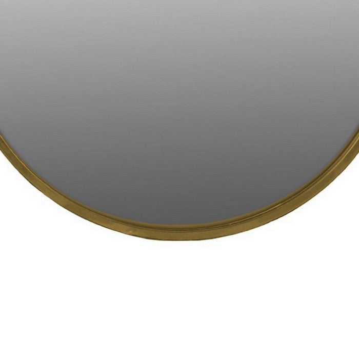 Round Wall Mirror with Metal Rim and Side Hanger, Small, Set of 2, Gold