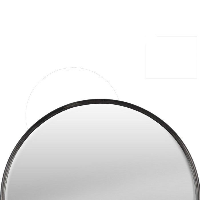 Metal Round Wall Mirror with Tarnished Design, Set of 2, Black