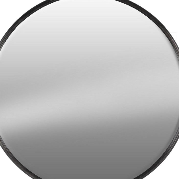 Metal Round Wall Mirror with Tarnished Design, Set of 2, Black