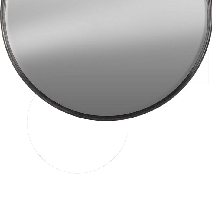 Metal Round Wall Mirror with Tarnished Design, Set of 2, Black