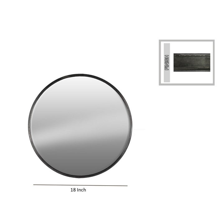 Metal Round Wall Mirror with Tarnished Design, Set of 2, Black