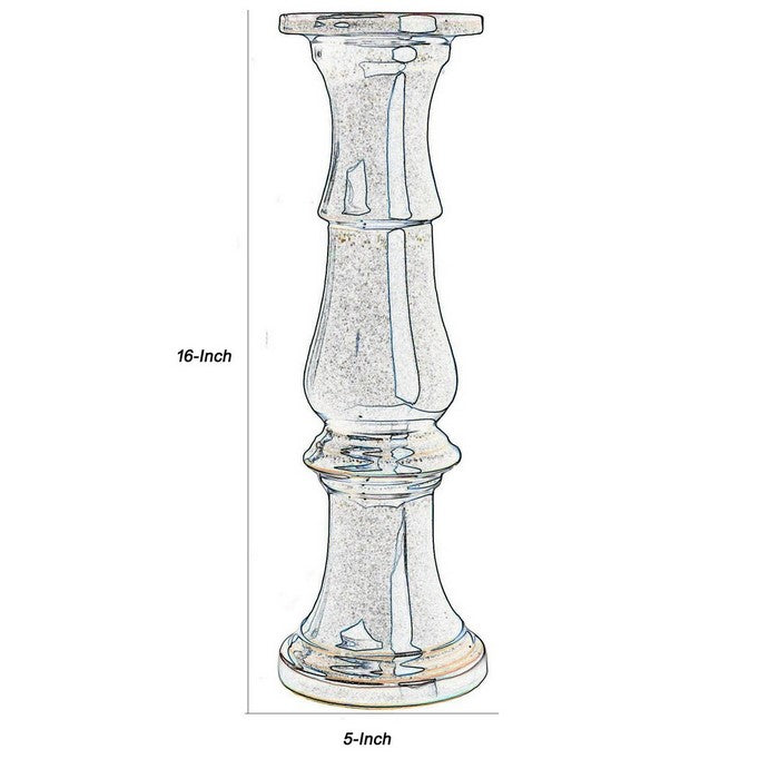 Ceramic Pillar Candle Holder with Pedestal Design, Set of 2, Large,  Blue