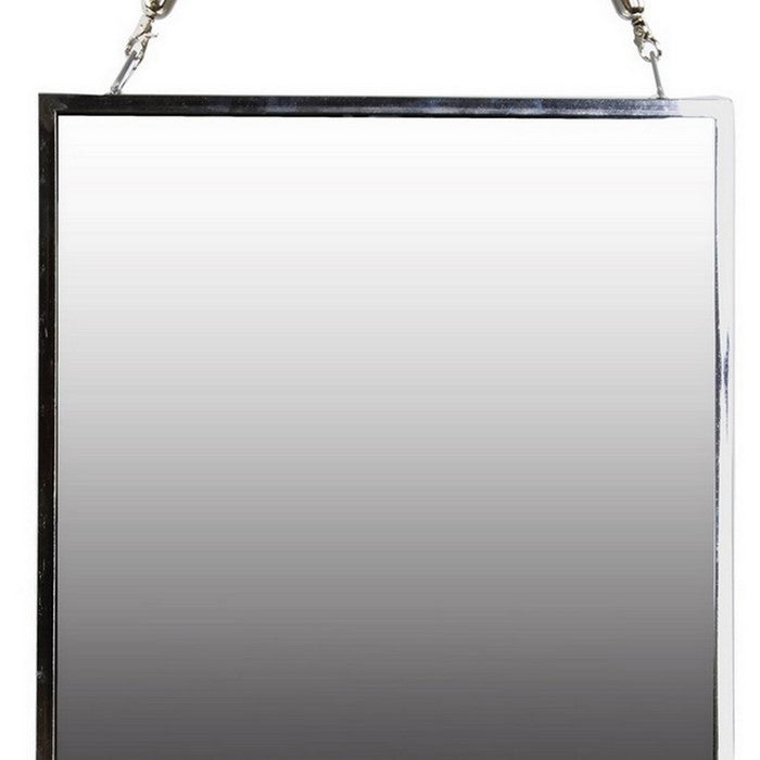 Transitional Square Metal Wall Mirror with Rope Hanger, Set of 2, Silver