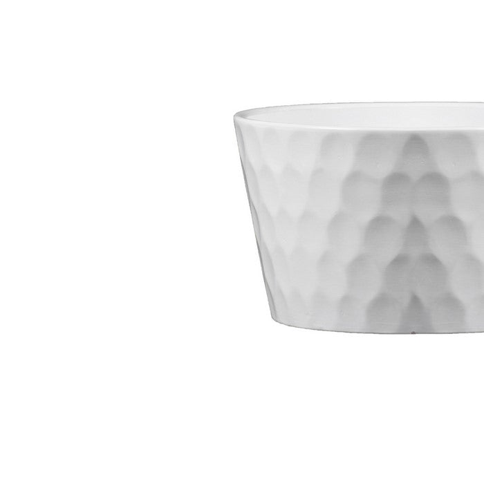 Ceramic Round Pot with Dotted Body and Tapered Bottom, Set of 2, White