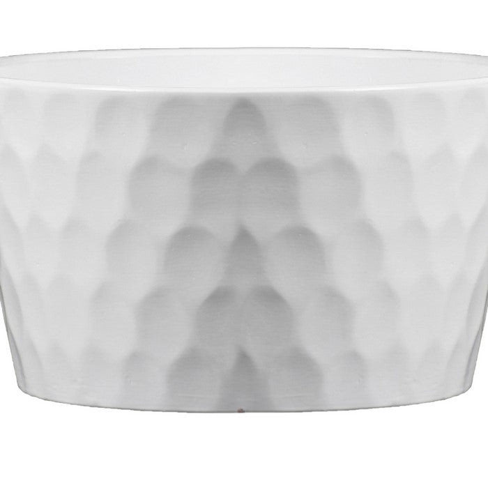 Ceramic Round Pot with Dotted Body and Tapered Bottom, Set of 2, White