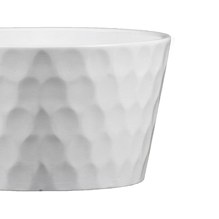 Ceramic Round Pot with Dotted Body and Tapered Bottom, Set of 2, White