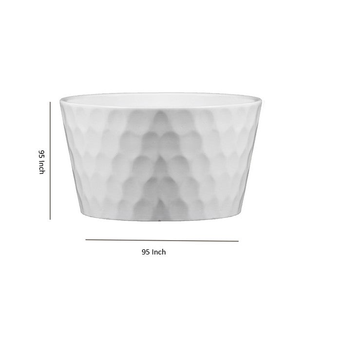 Ceramic Round Pot with Dotted Body and Tapered Bottom, Set of 2, White