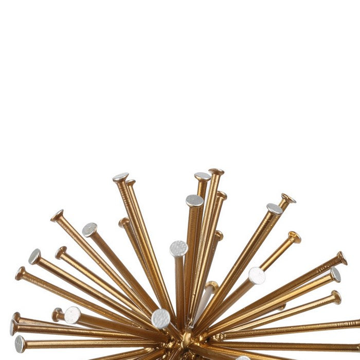 Sea Urchin Ornamental Sculpture with Circular Ends, Set of 2, Large, Gold