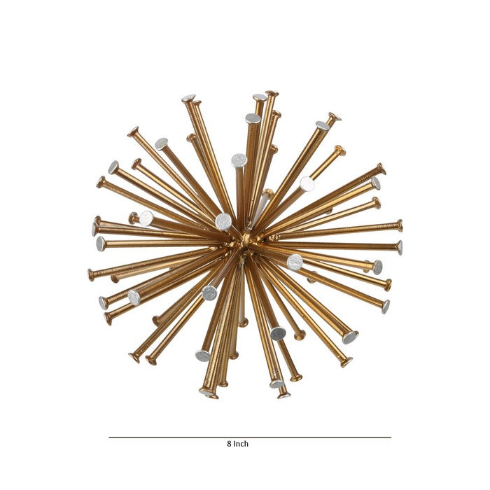 Sea Urchin Ornamental Sculpture with Circular Ends, Set of 2, Large, Gold