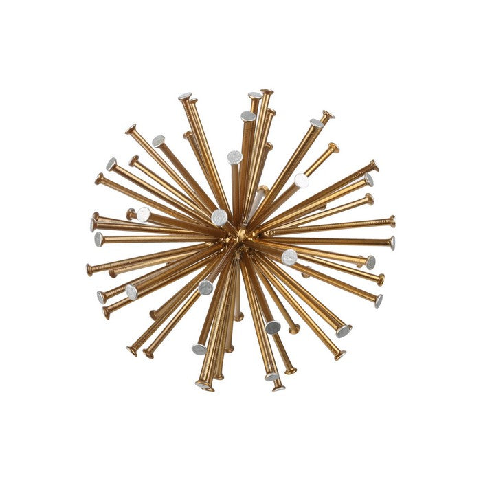 Sea Urchin Ornamental Sculpture with Circular Ends, Set of 2, Large, Gold