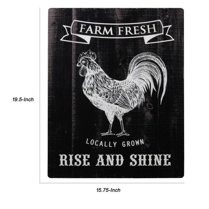 FARM FRESH RISE AND SHINE Painted Wooden Wall Art, Set of 2, Black