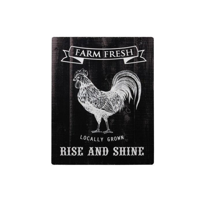FARM FRESH RISE AND SHINE Painted Wooden Wall Art, Set of 2, Black