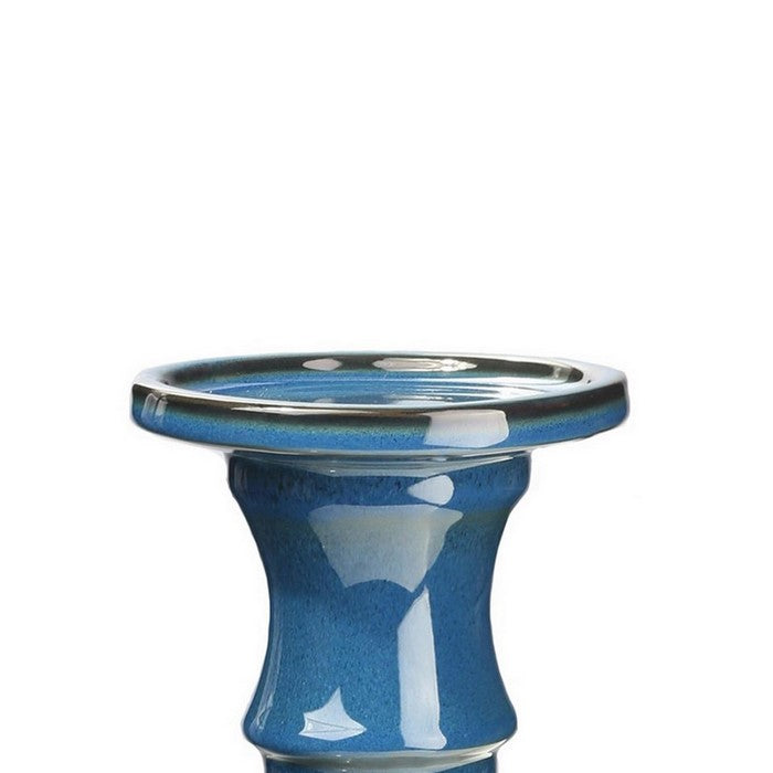 Ceramic Pillar Candle Holder with Pedestal Design, Set of 2, Small,  Blue
