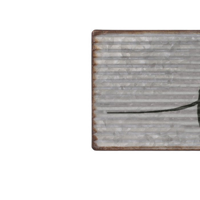 BAKERY Painted Rectangular Metal Wall Art with Rustic Edges, Set of 2, Gray