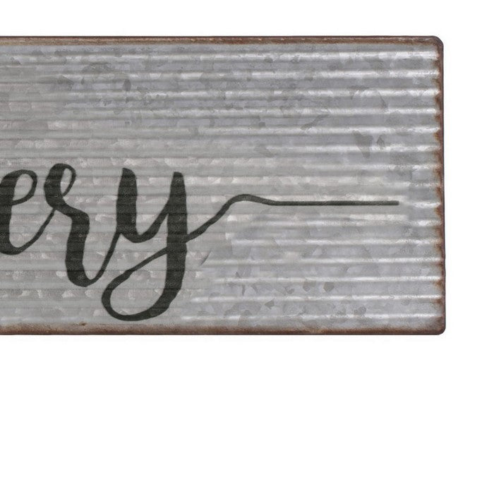 BAKERY Painted Rectangular Metal Wall Art with Rustic Edges, Set of 2, Gray