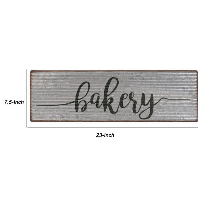 BAKERY Painted Rectangular Metal Wall Art with Rustic Edges, Set of 2, Gray
