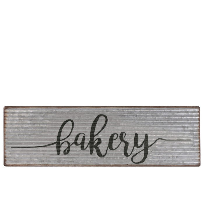 BAKERY Painted Rectangular Metal Wall Art with Rustic Edges, Set of 2, Gray