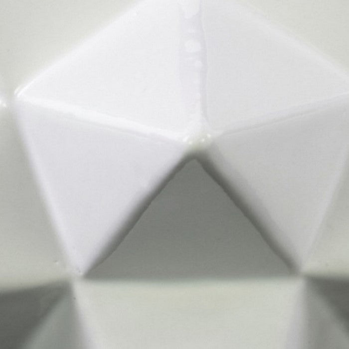 Ceramic 12 Point Stellated Icosahedron Sculpture, Large, Set of 2, White