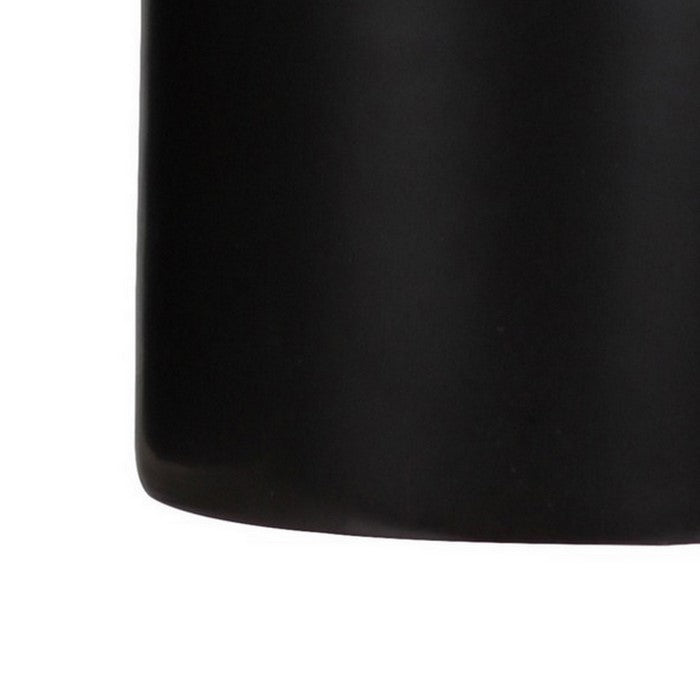Dual Tone Round Ceramic Canister with Wooden Lid, Set of 2, Black and Brown