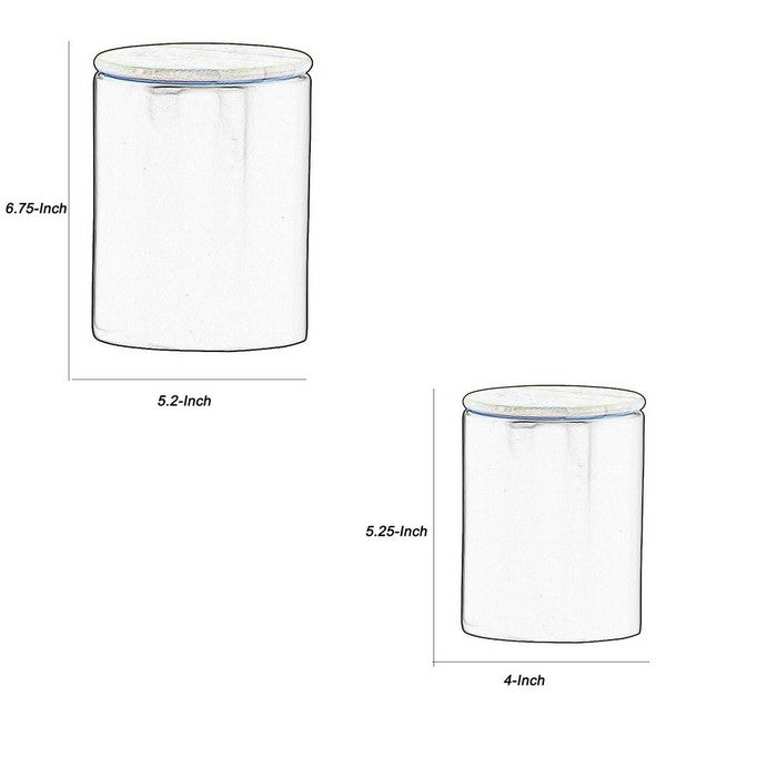 Dual Tone Round Ceramic Canister with Wooden Lid, Set of 2, Black and Brown