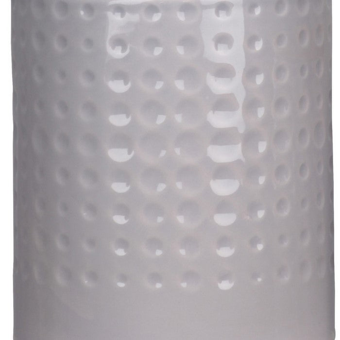 Round Canister with Wooden Lid and Engraved Dots, Set of 2, Gray and Brown