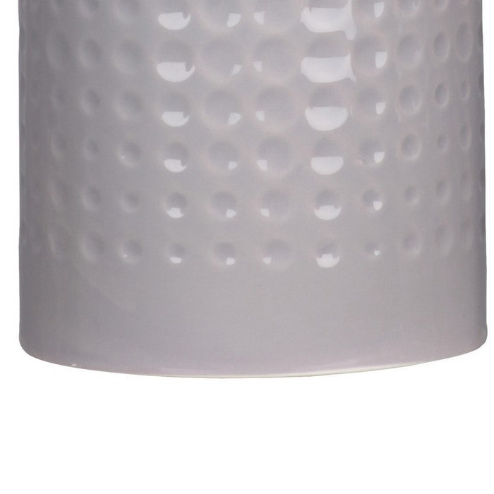 Round Canister with Wooden Lid and Engraved Dots, Set of 2, Gray and Brown