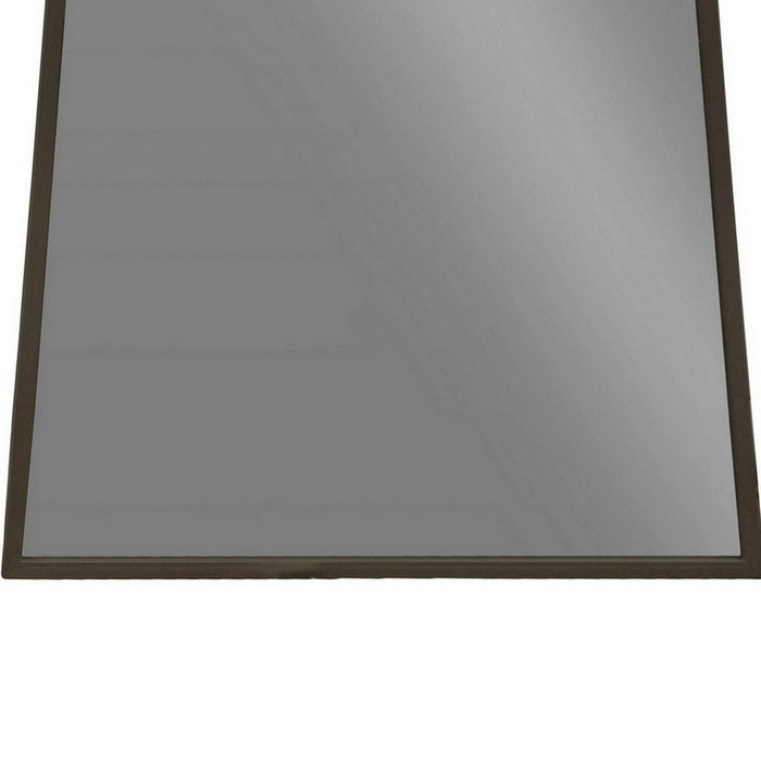 Trapezoid Shape Metal Frame Wall Mirror with Top Ring Handle, Black