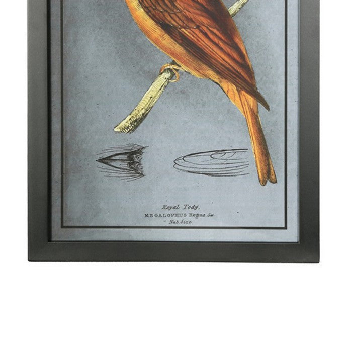 Rectangular Wooden Wall Art with Cardinal Birds, Assortment of 4, Gray