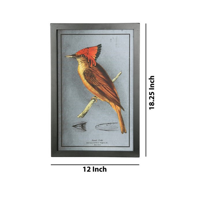 Rectangular Wooden Wall Art with Cardinal Birds, Assortment of 4, Gray