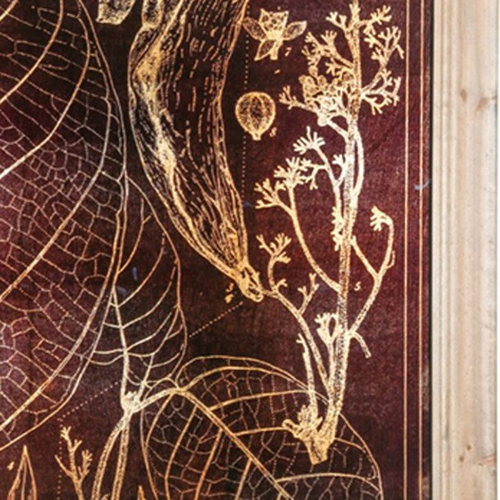 Rectangular Wooden Wall Art with Leaf Prints, Assortment of 4, Brown