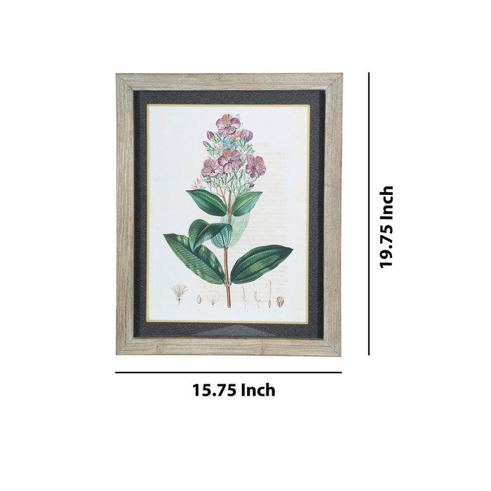 Rectangular Wooden Wall Art with Botanical Theme, Assortment of 4, White