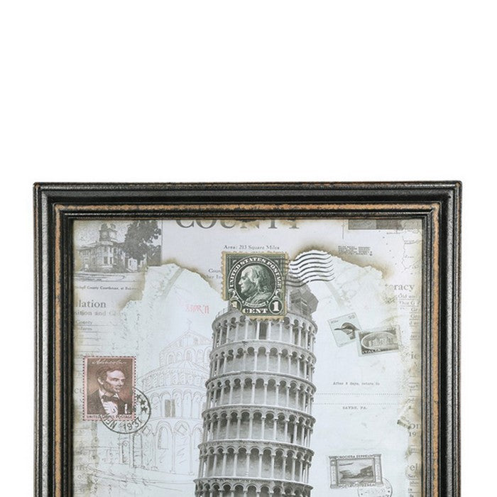 Rectangular Wooden Wall Art with Different Cities, Assortment of 4, White