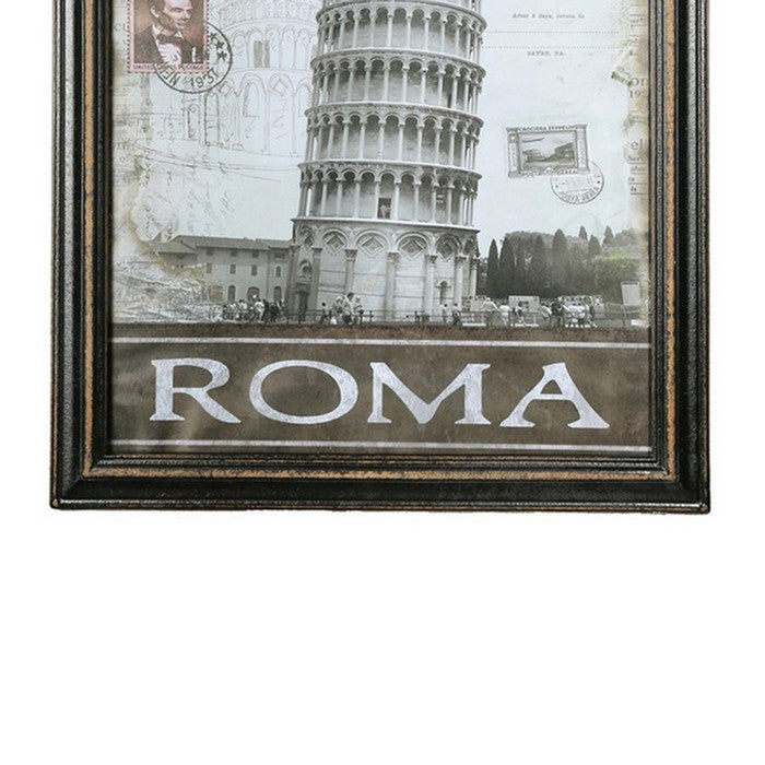 Rectangular Wooden Wall Art with Different Cities, Assortment of 4, White