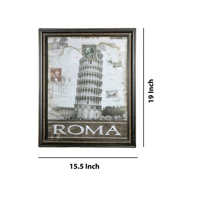 Rectangular Wooden Wall Art with Different Cities, Assortment of 4, White
