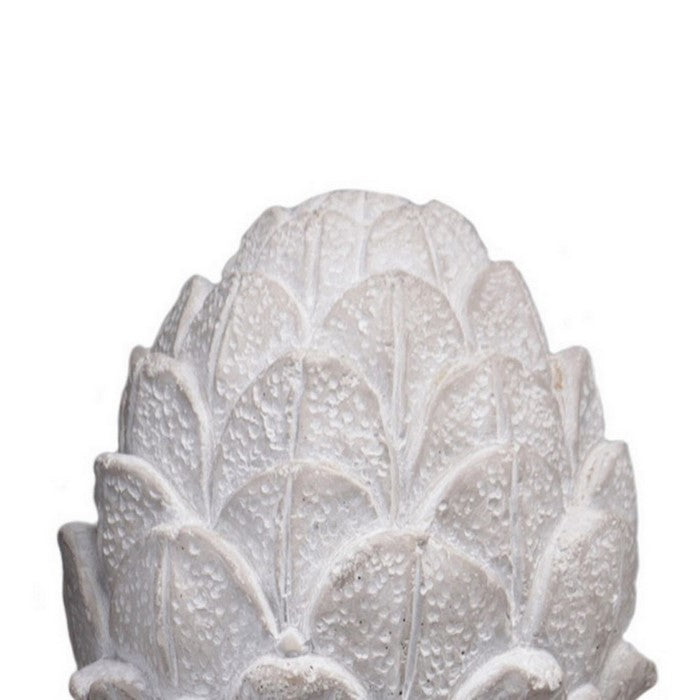 Textured Cement Artichoke Statuette with Stable Base, Large, White