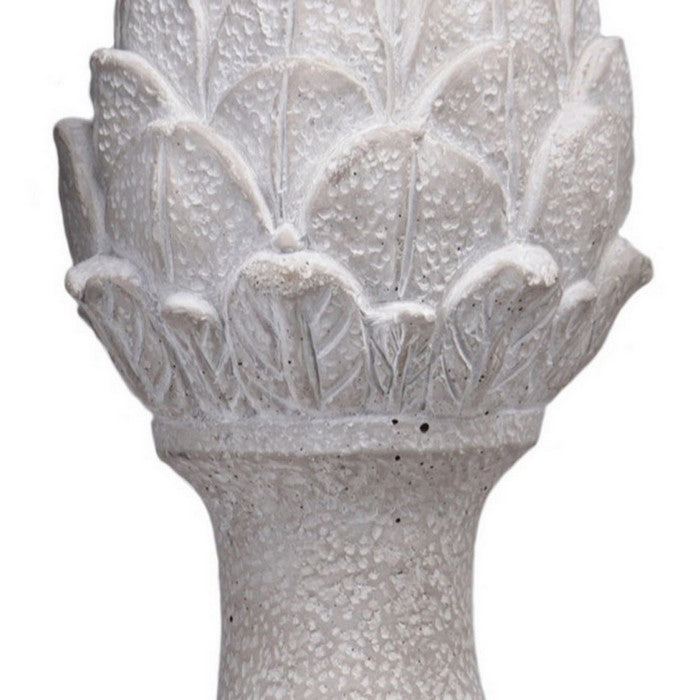 Textured Cement Artichoke Statuette with Stable Base, Large, White