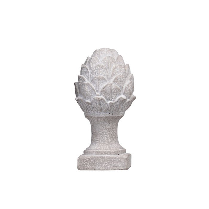 Textured Cement Artichoke Statuette with Stable Base, Large, White