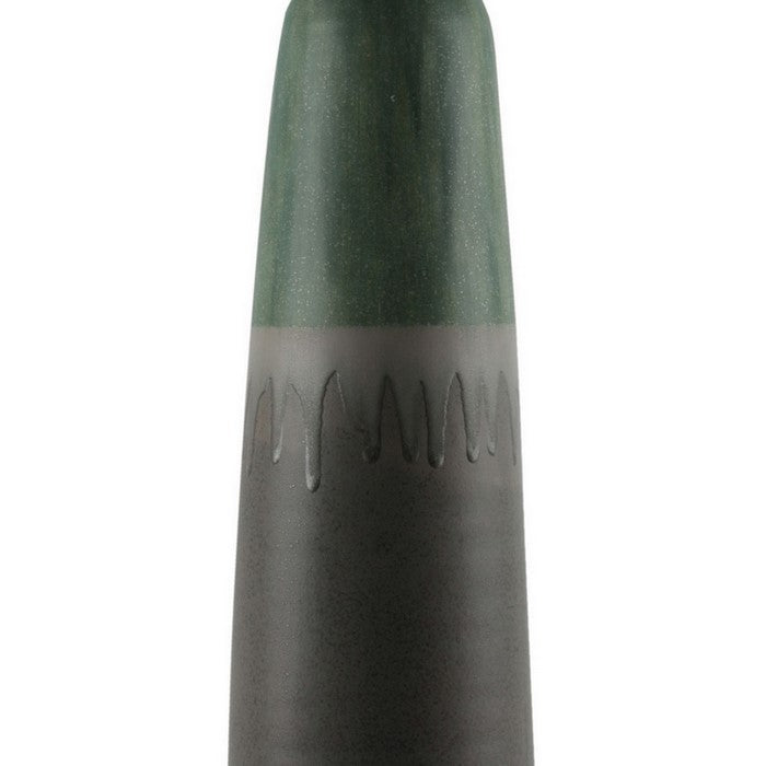Narrow Mouth Ceramic Vase with Drip Pattern, Set of 2,Large,Gray and Green