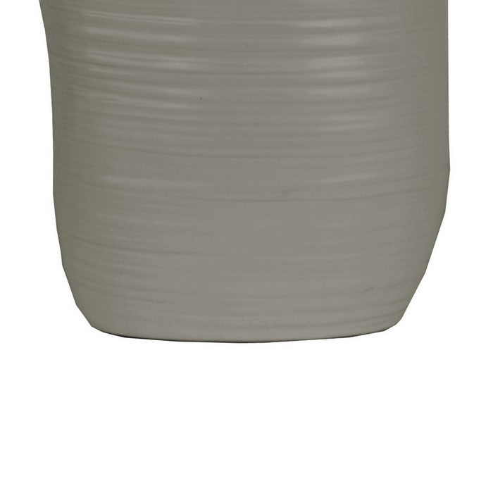 Ceramic Vase with Irregular Combed Design Body, Set of 2, Gray
