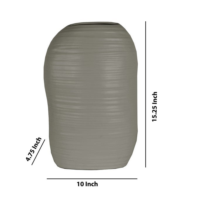 Ceramic Vase with Irregular Combed Design Body, Set of 2, Gray