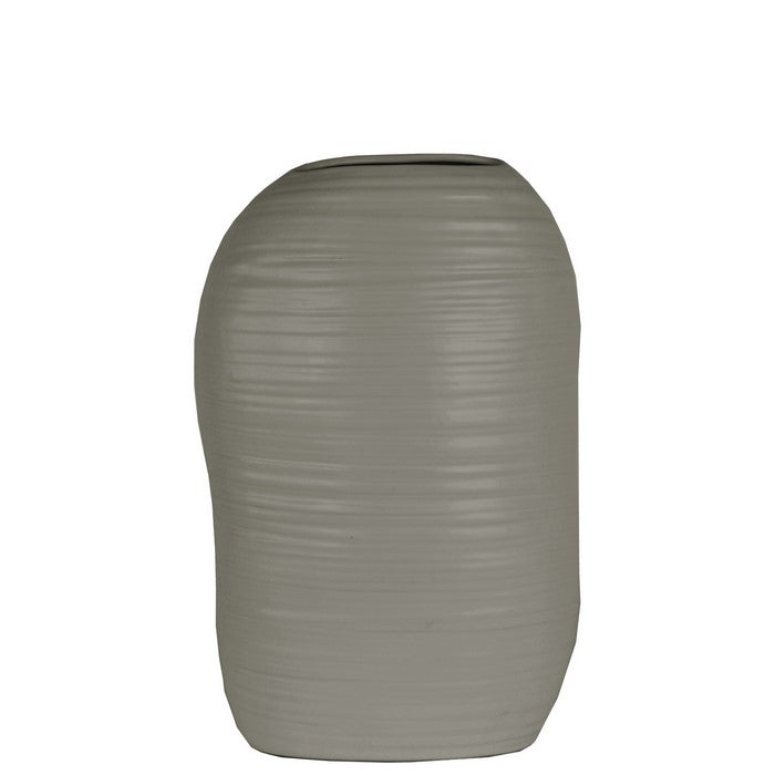 Ceramic Vase with Irregular Combed Design Body, Set of 2, Gray